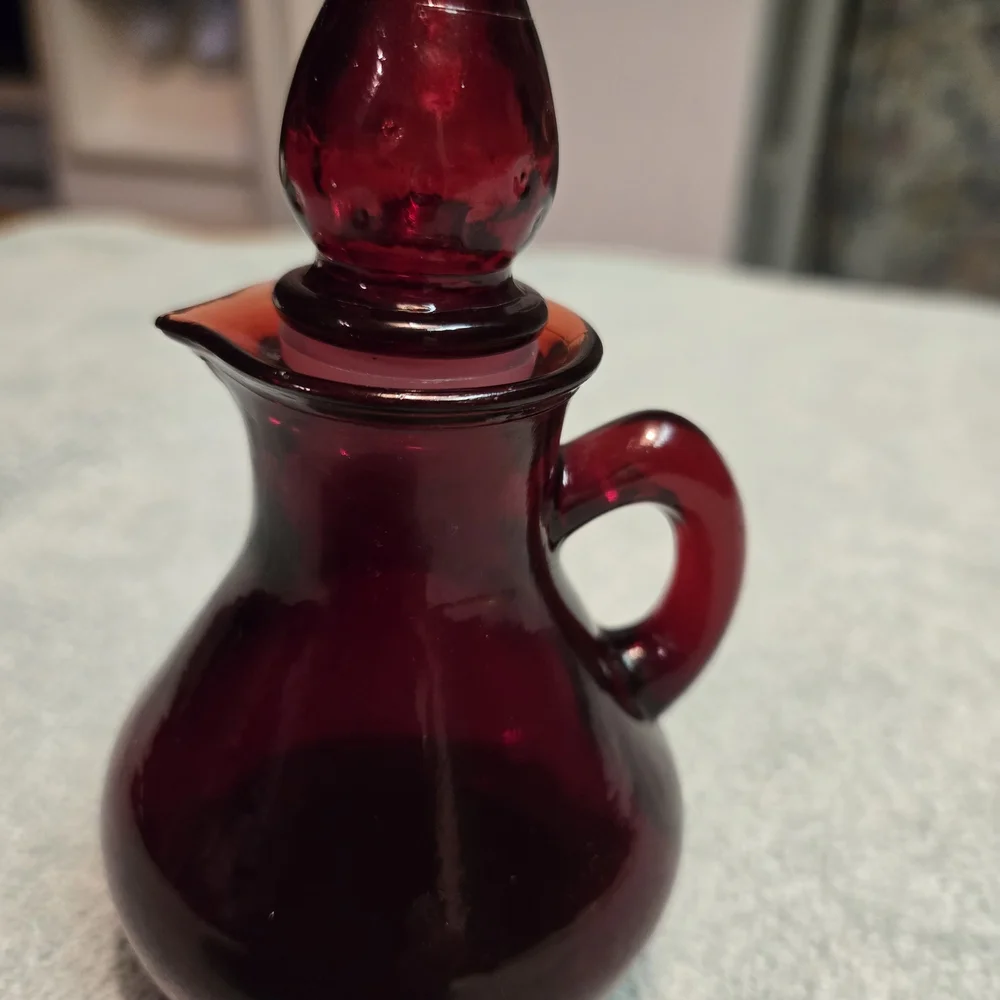 Vintage AVON RUBY RED GLASS CRUET STRAWBERRY BATH FOAM 4 OZ Glass Only